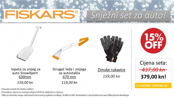 FISKARS Snježni set za auto (mala lopata+strugač+rukavice)